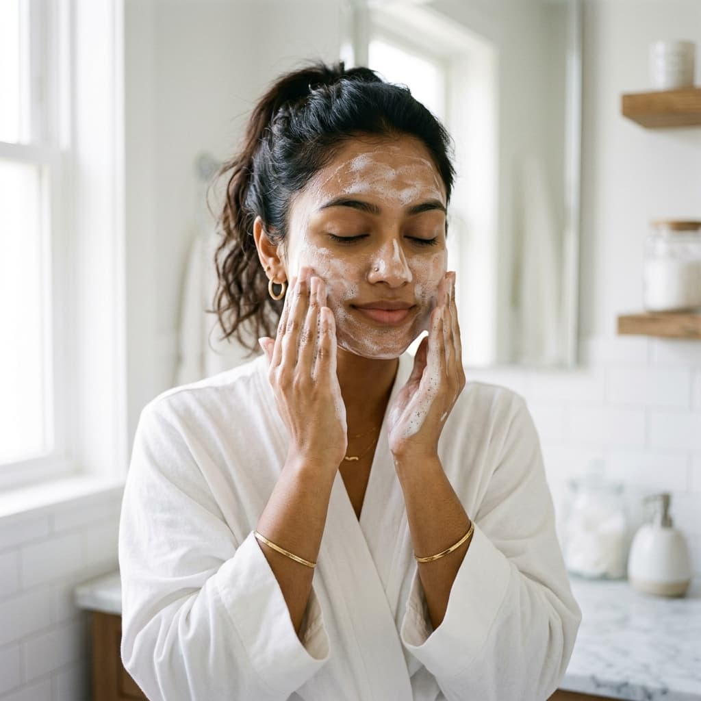 Model using COSRX gel cleanser